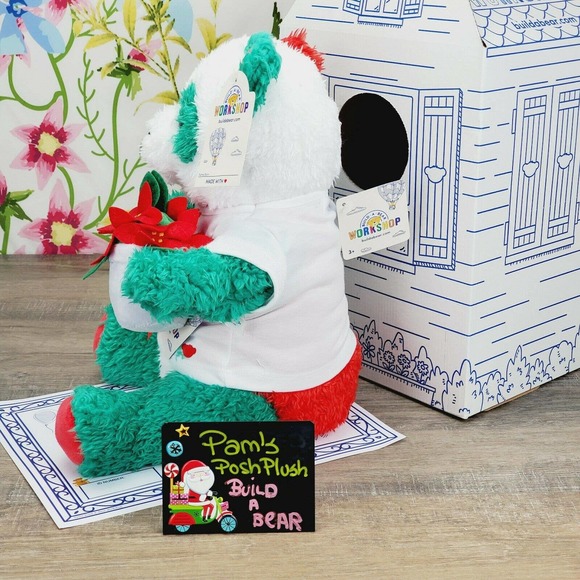 Build a Bear Christmas Holiday Festive Fun Panda Plush Poinsettia Wristie New - Picture 3 of 8